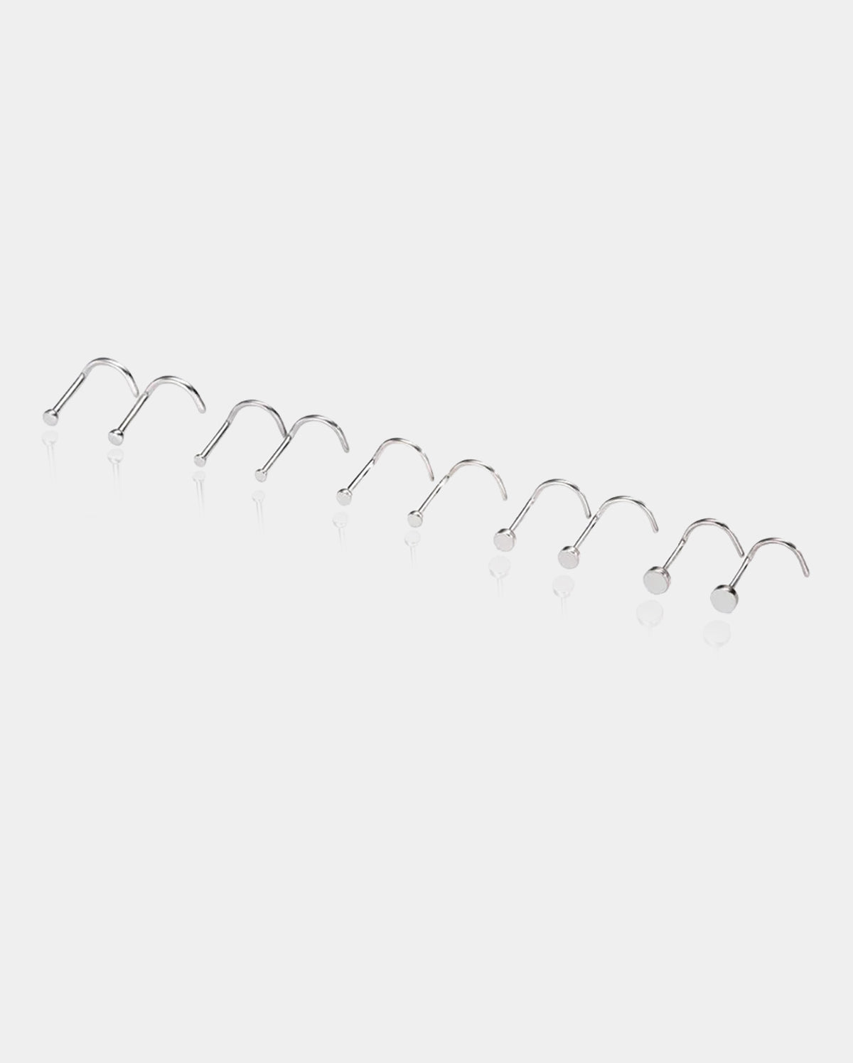 2PCS Titanium S-Shape Flat Top Nose Studs