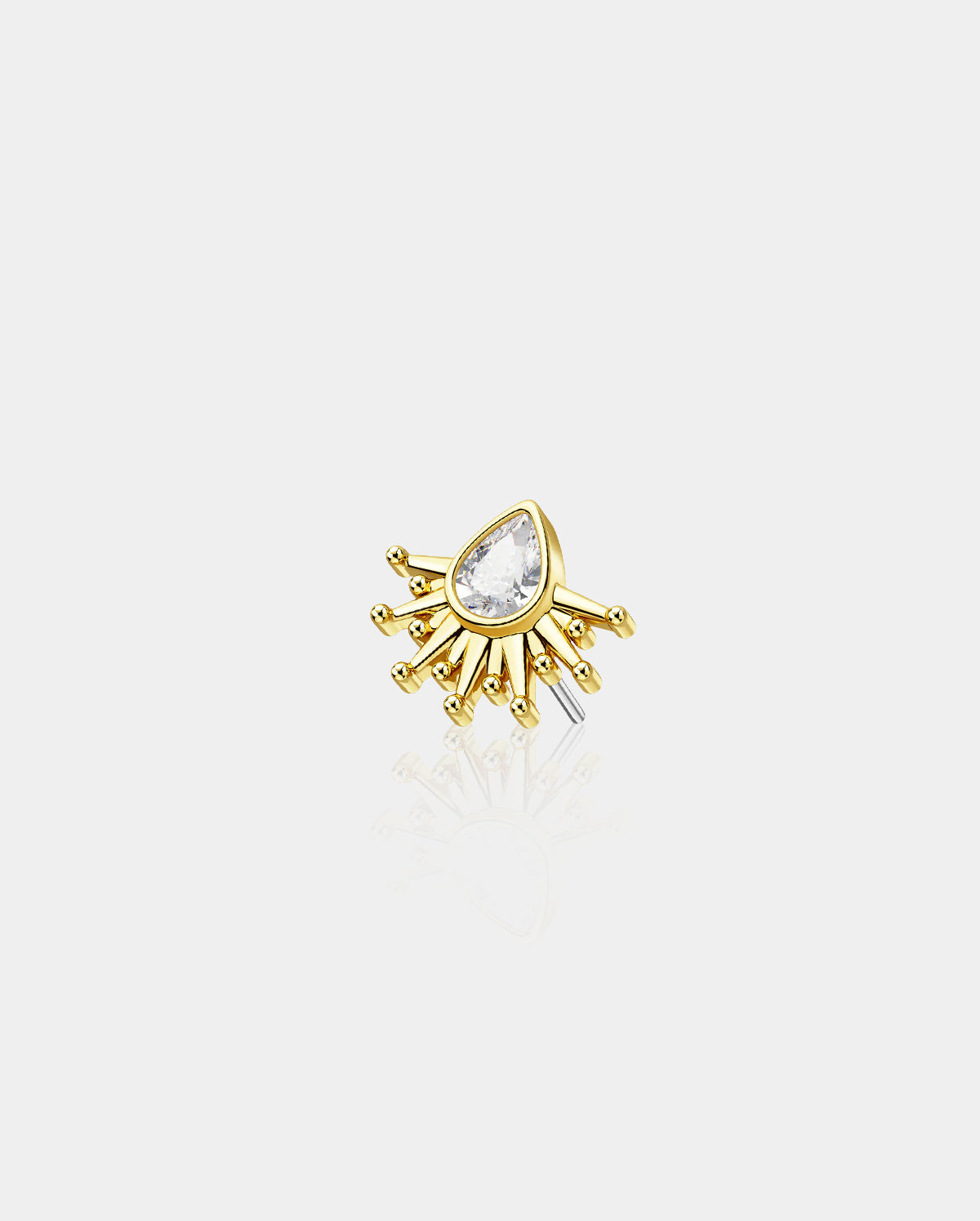 14K Gold Marquise CZ Sunburst Threadless Nose Stud