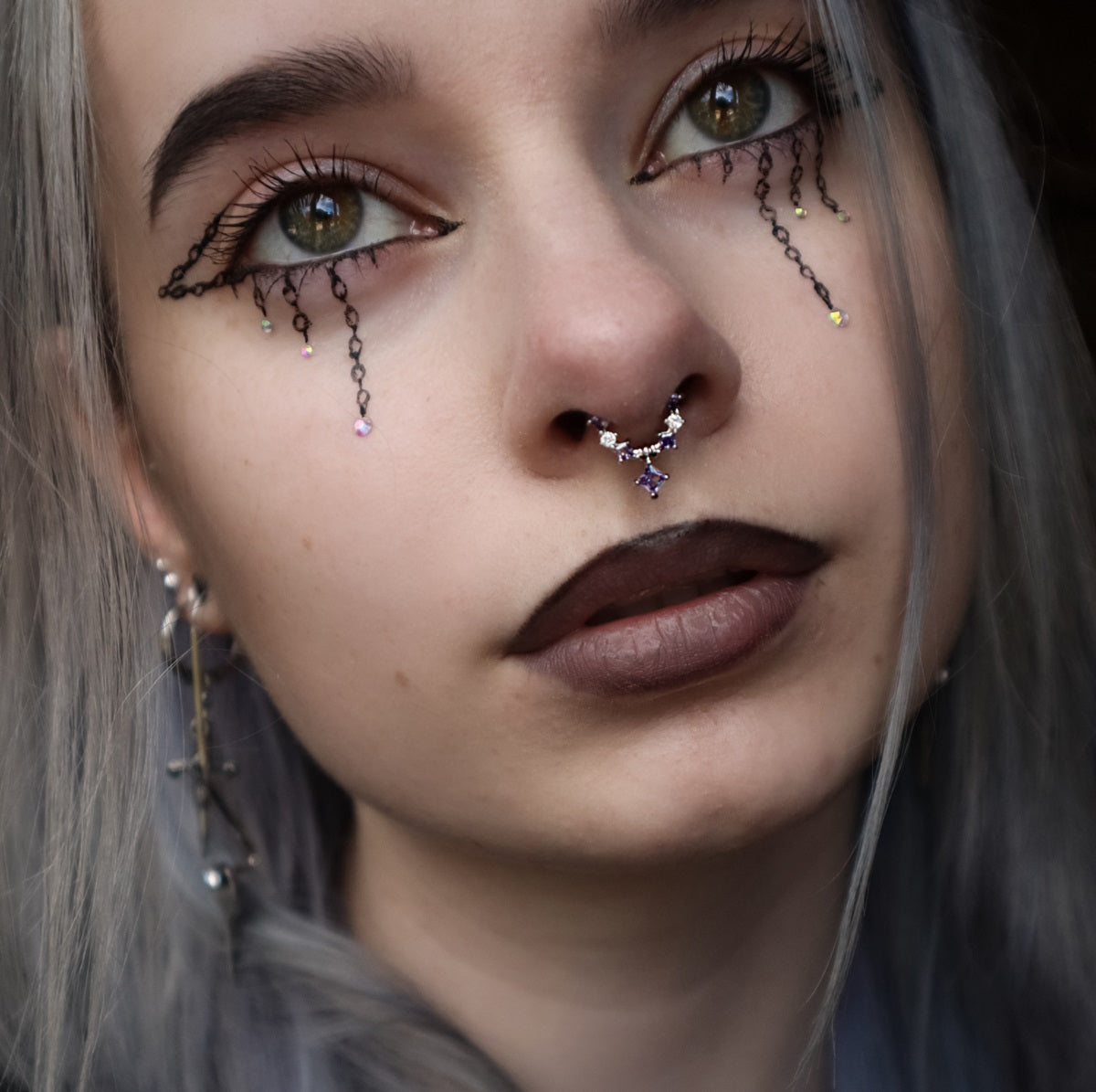 Colorful Square CZ Segment Septum Ring