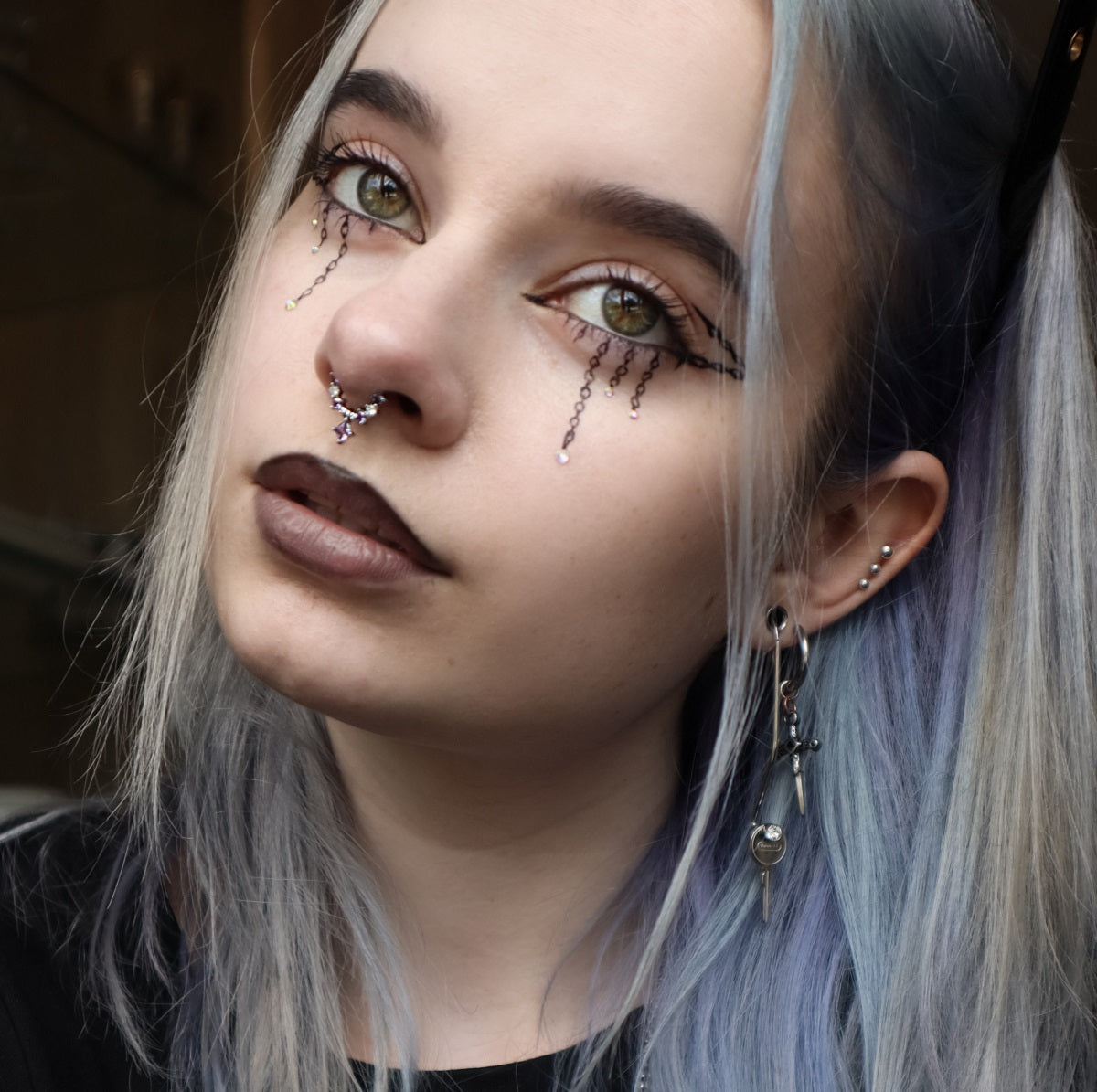 Colorful Square CZ Segment Septum Ring