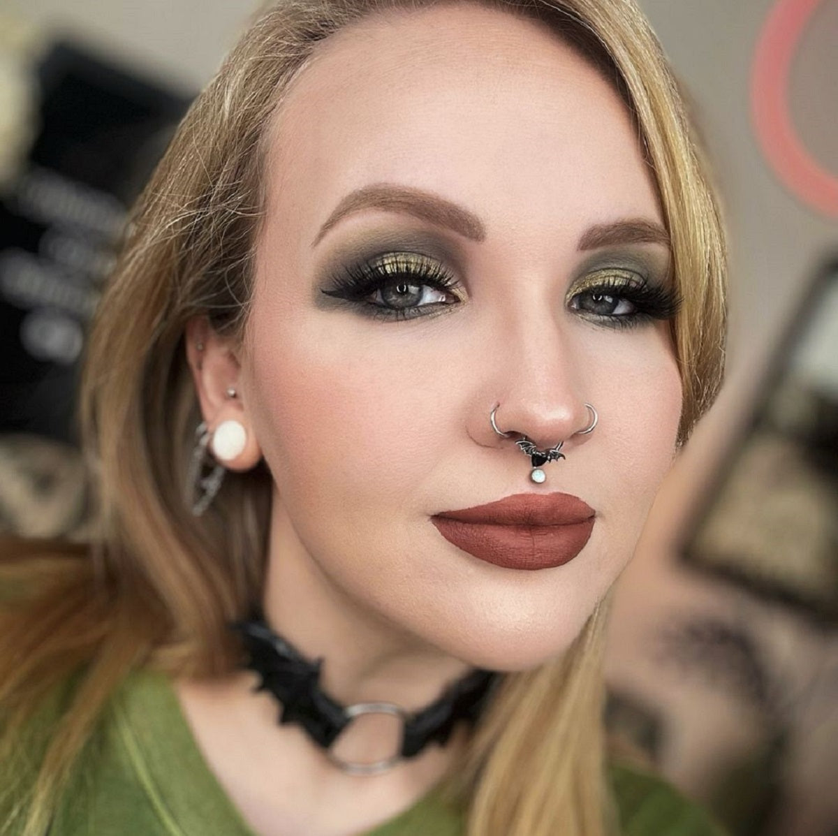 Black CZ Heart Wing Daith Septum Ring