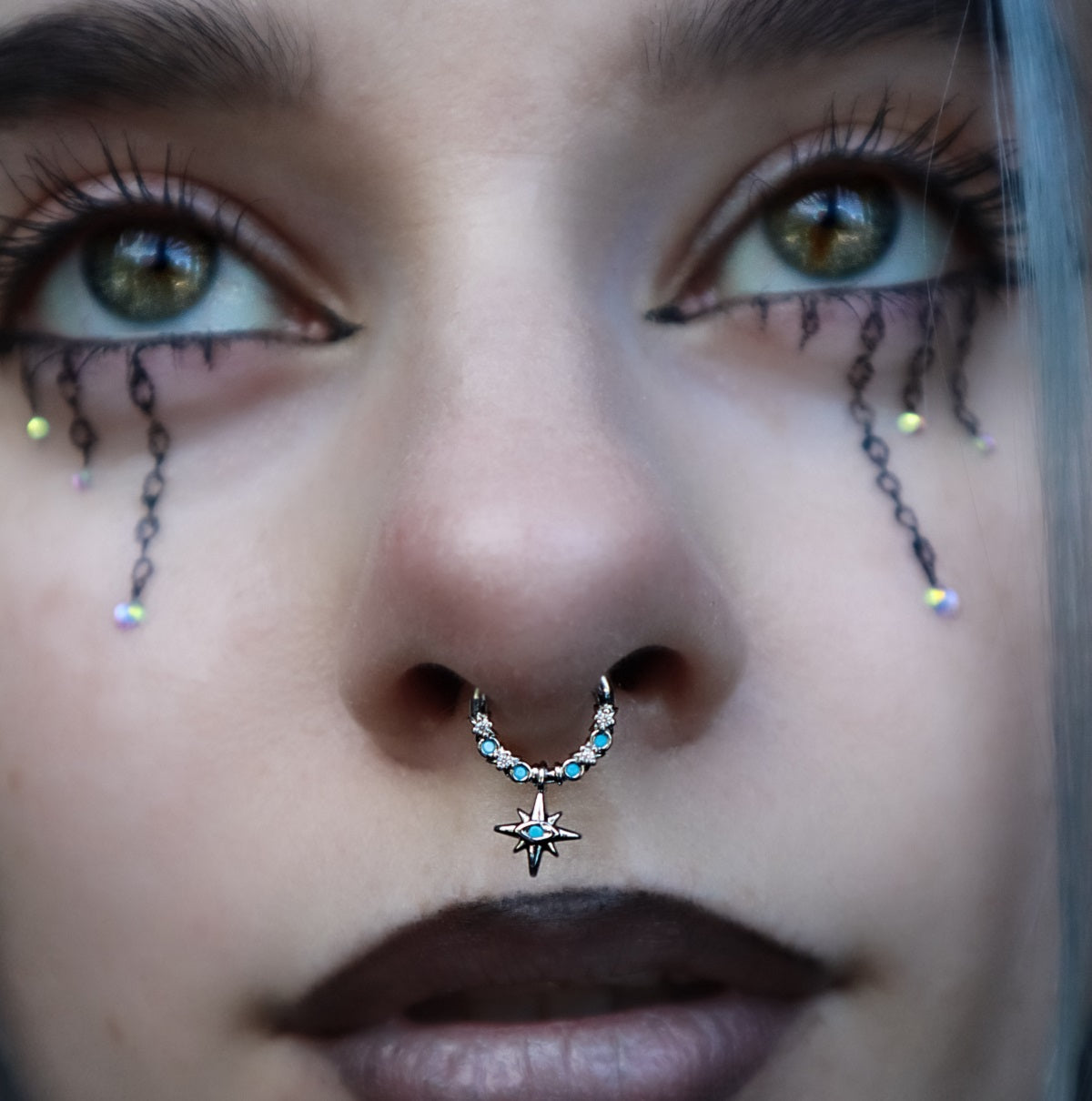 Hexagram Turquoise Daith Septum Ring