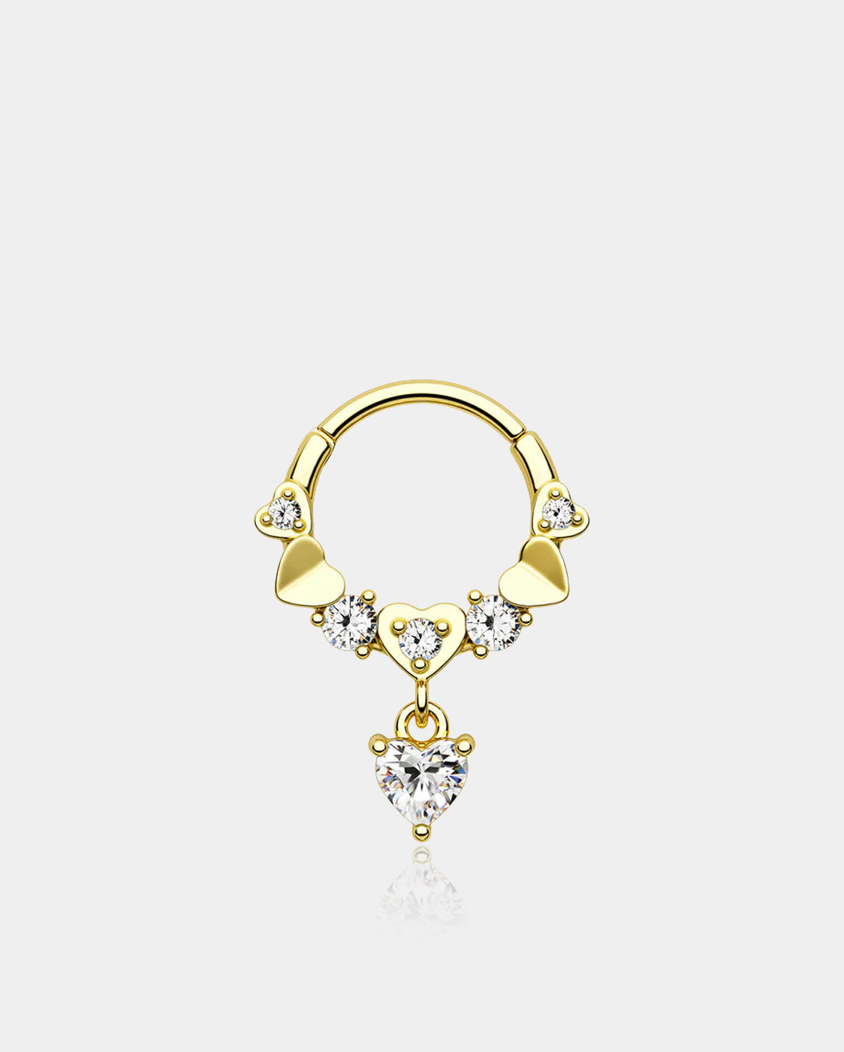 oufer gold heart septum jewelry