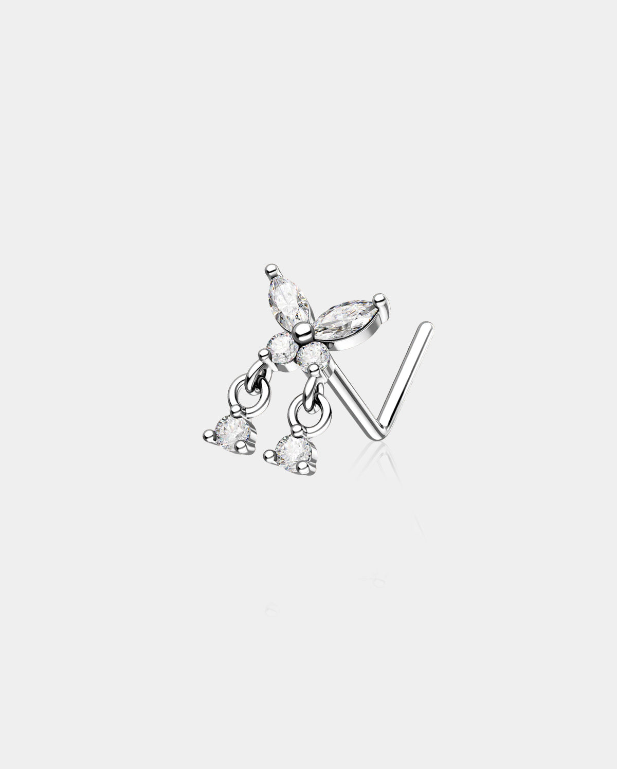 Butterfly CZ Dangle Nose Stud