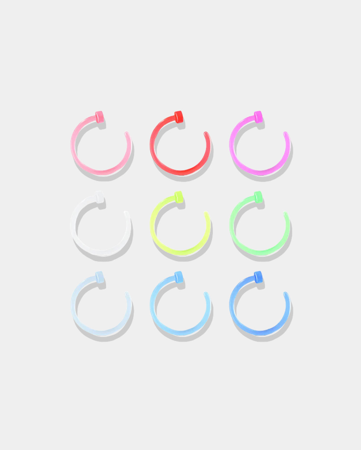 9PCS Colorful Acrylic Nose Hoop Set