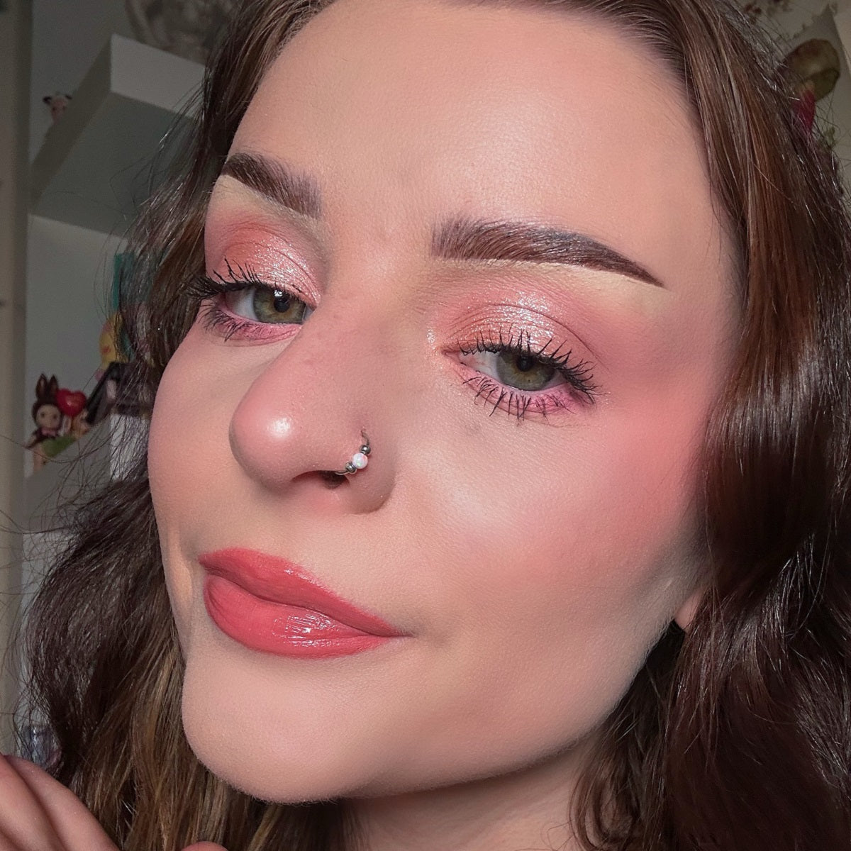 Opal Hinged Segment Nose Ring