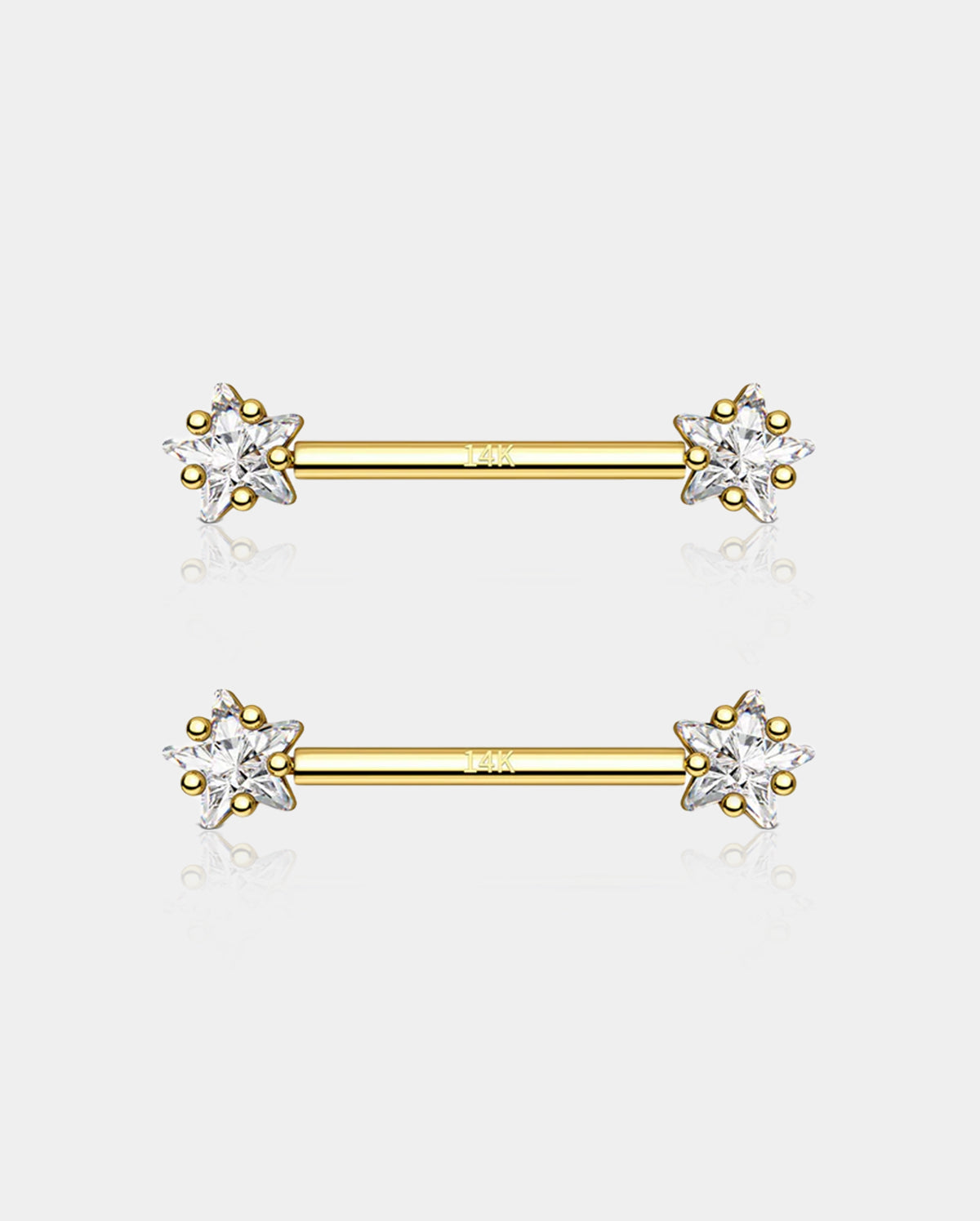 14k gold star nipple rings
