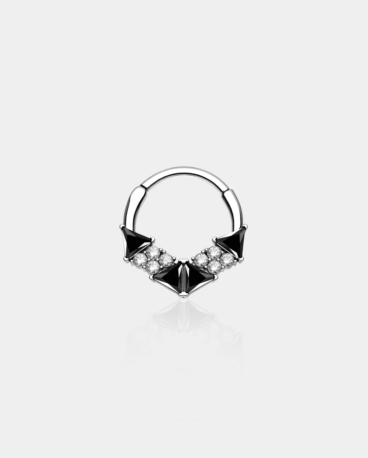 Geometrical Cut Black CZ Daith Septum Ring