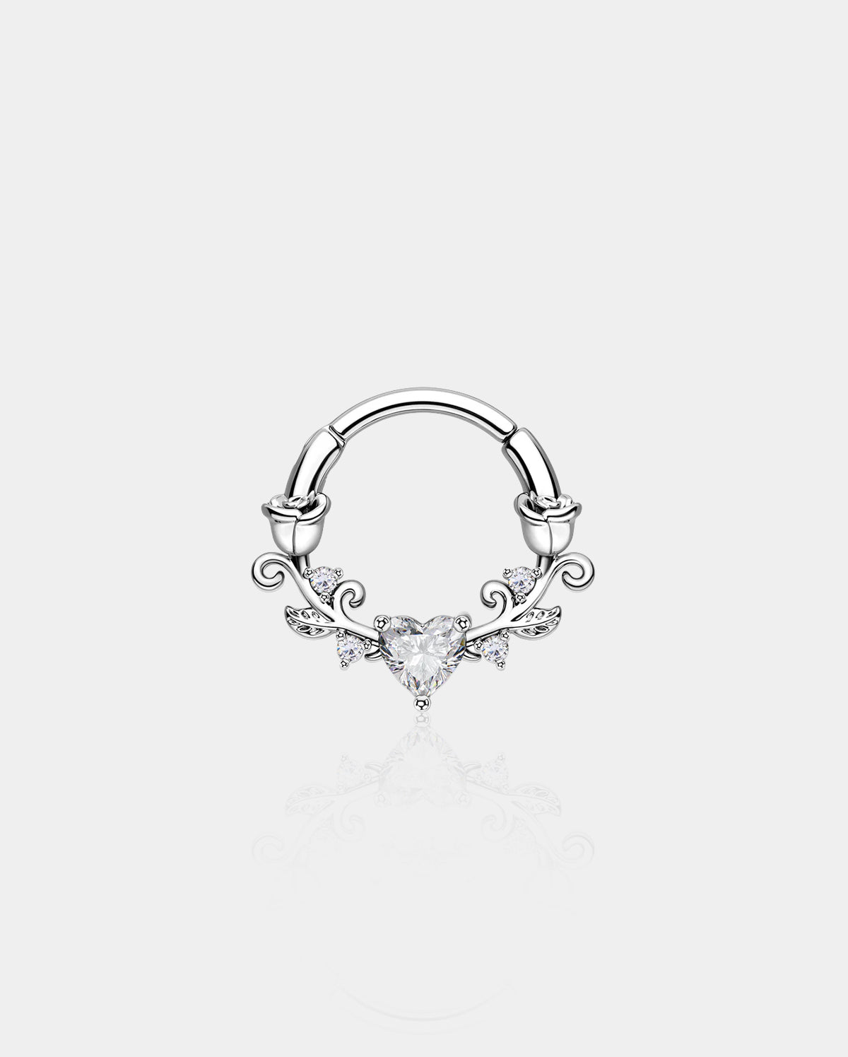 Heart CZ Roses Segment Septum Ring