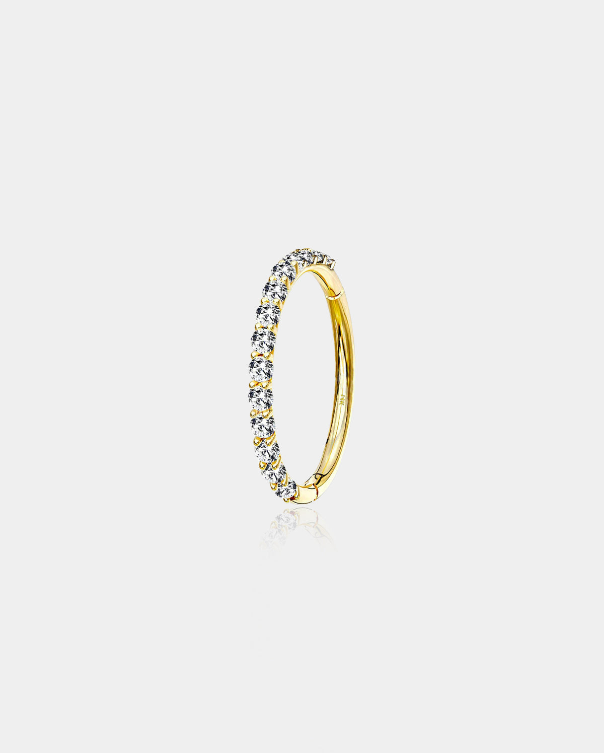 20G 14K Gold CZ Segment Nose Hoop