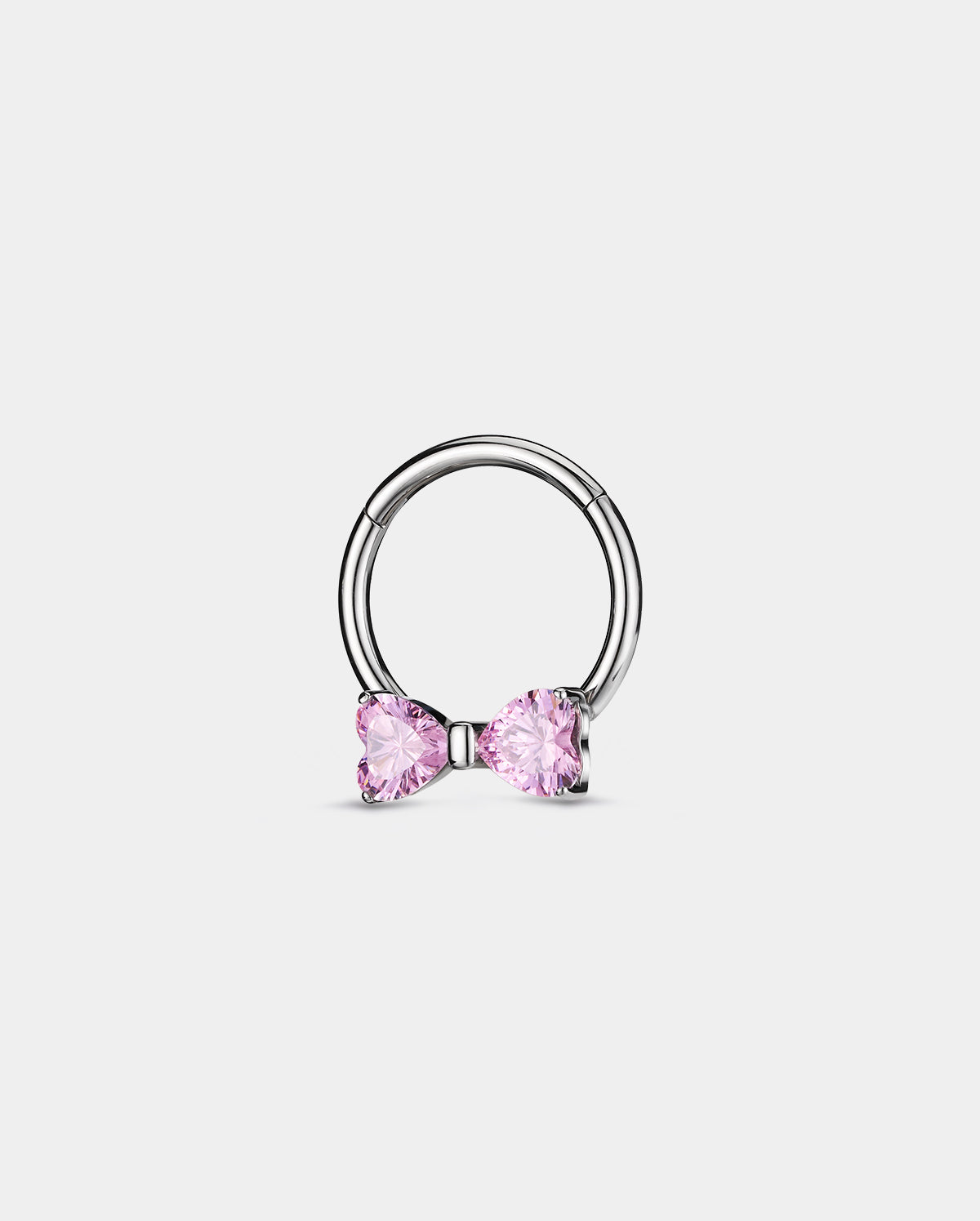 Pink CZ Bow Titanium Septum Ring