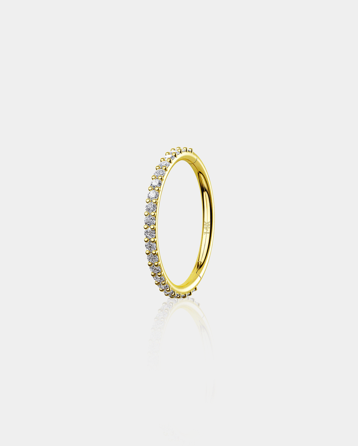18G 14K Gold Crystal CZ Segment Nose Hoop