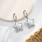 Oufer Stainless Steel Water Safe Bubble Star Hand Polish Charm Dropped Hoop Earring