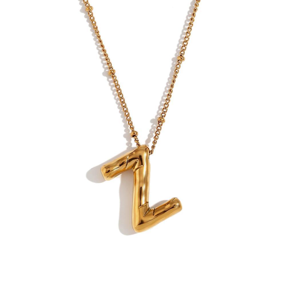 Bubble Chunky Initial Letter Pendant Necklace