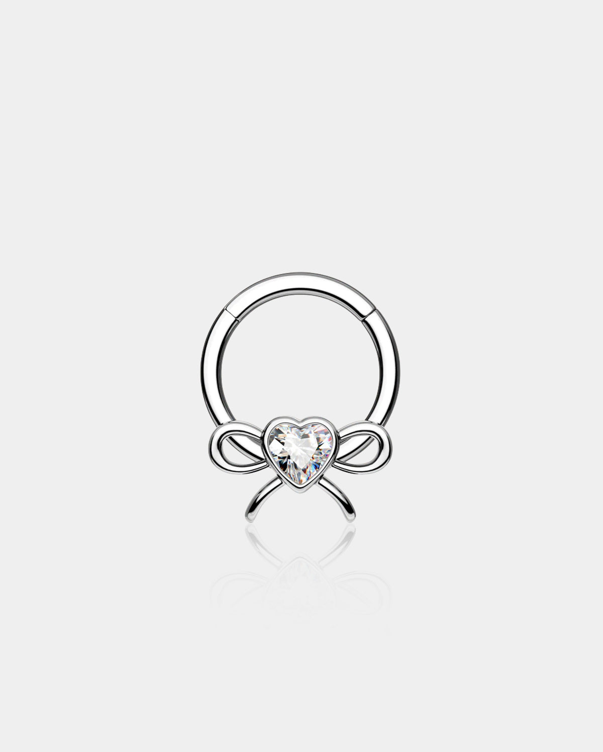 Heart CZ Bow Daith Septum Ring