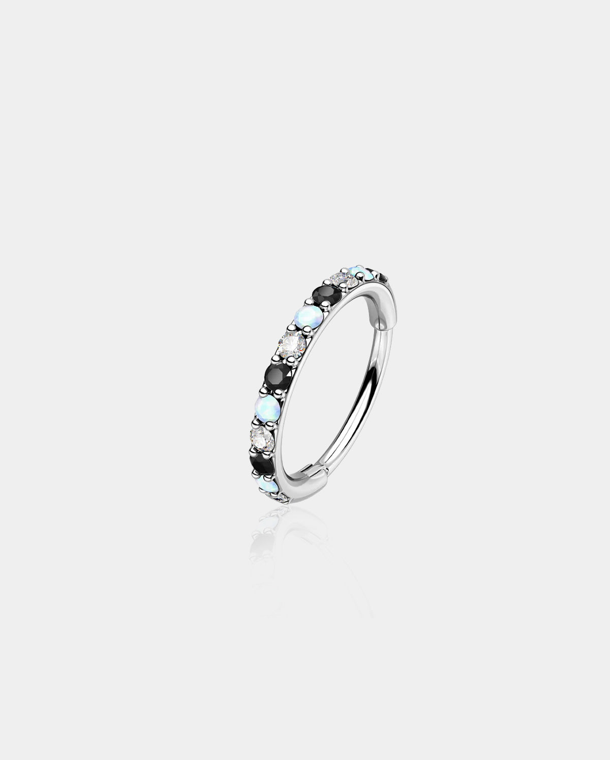 CZ and opal nose ring