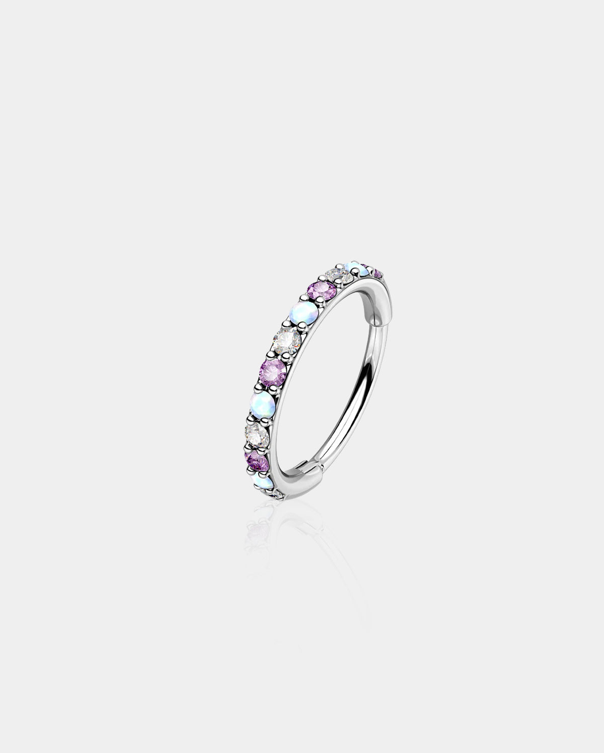 pink CZ and opal nose ring