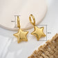 Oufer Stainless Steel Water Safe Bubble Star Hand Polish Charm Dropped Hoop Earring