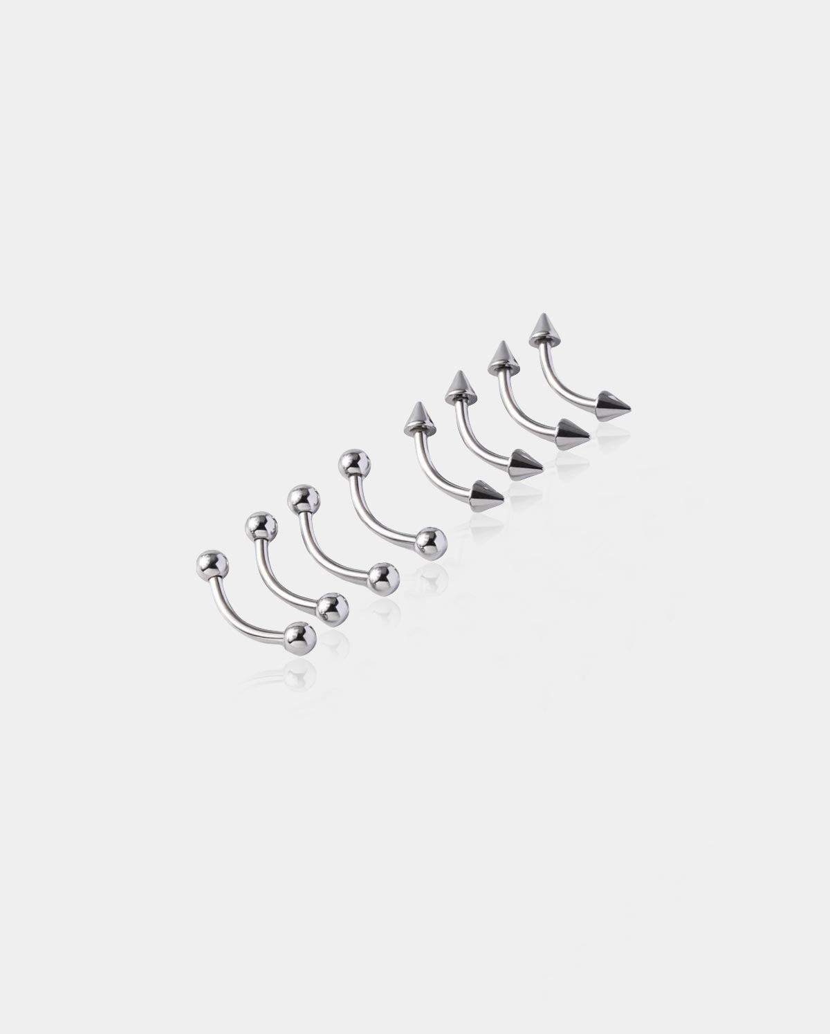 8PCS Balls Spikes Eyebrow Ring Rook Set
