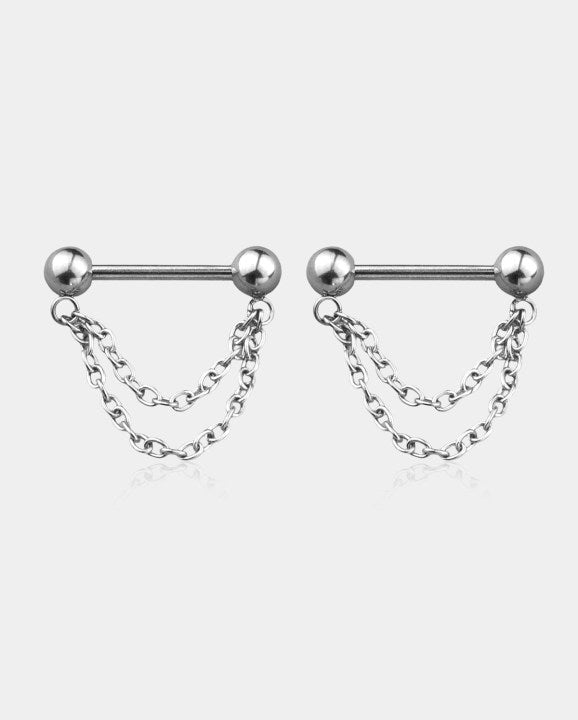 Threadless Double Chain Nipple Ring