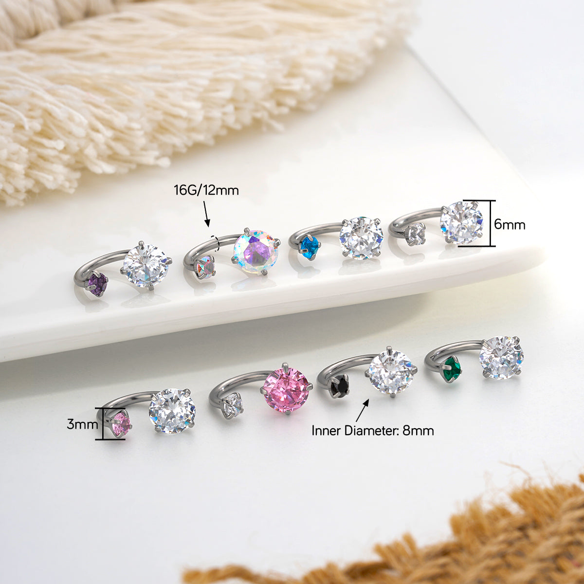 CZ Horseshoe Internally Threadless Cartilage Ring