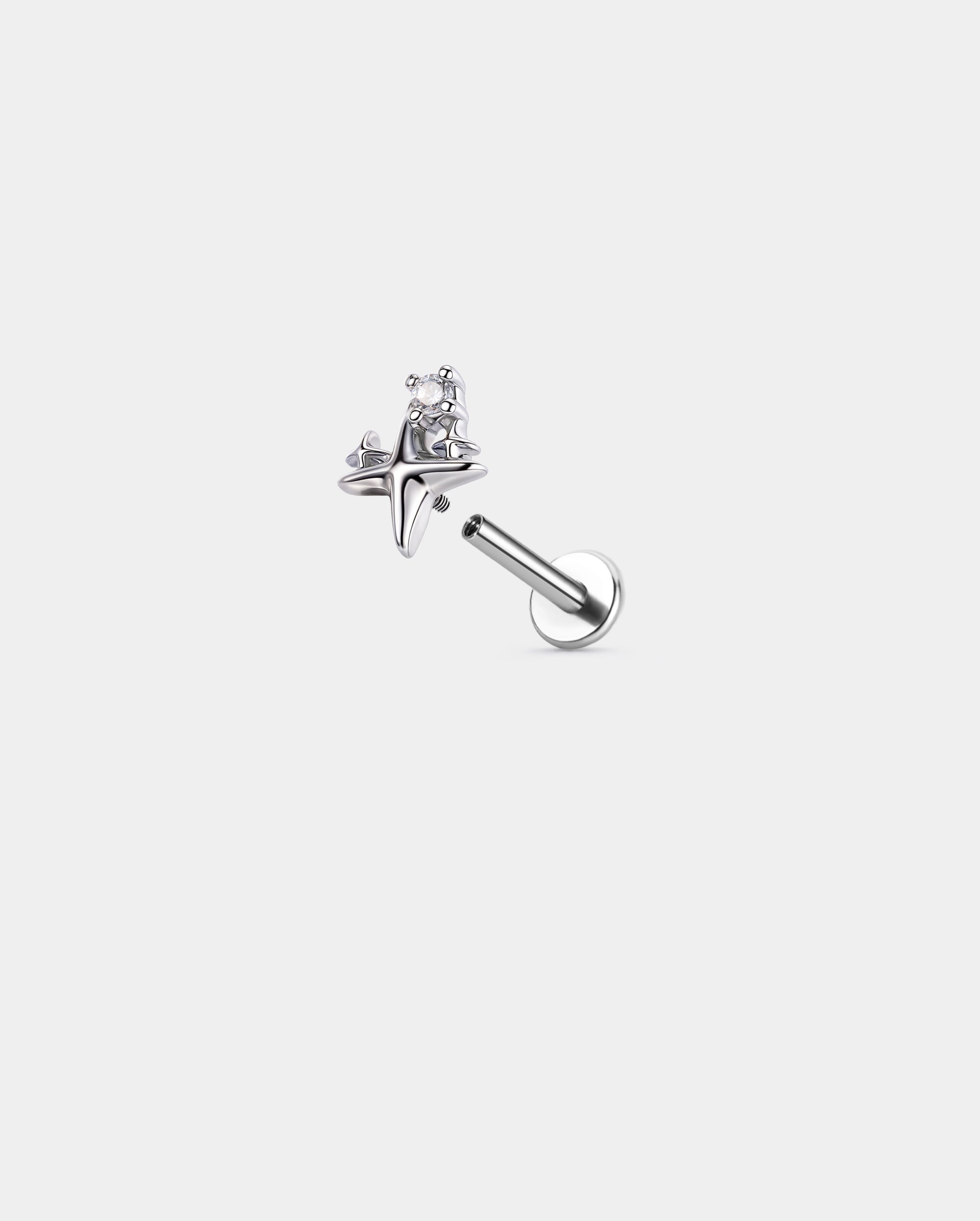 internally threaded starburst cartilage earring