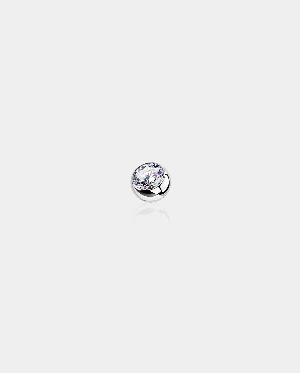 14K White Gold CZ Belly Ring Ball