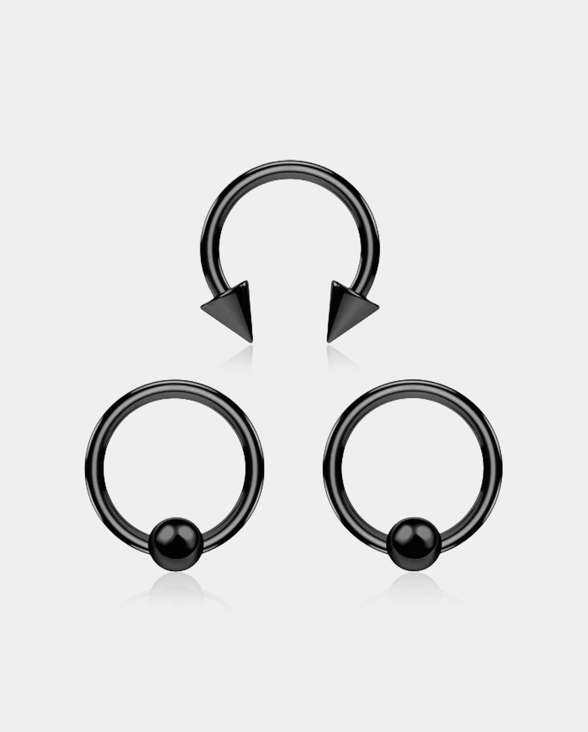 3Pcs Black Septum Ring Pack
