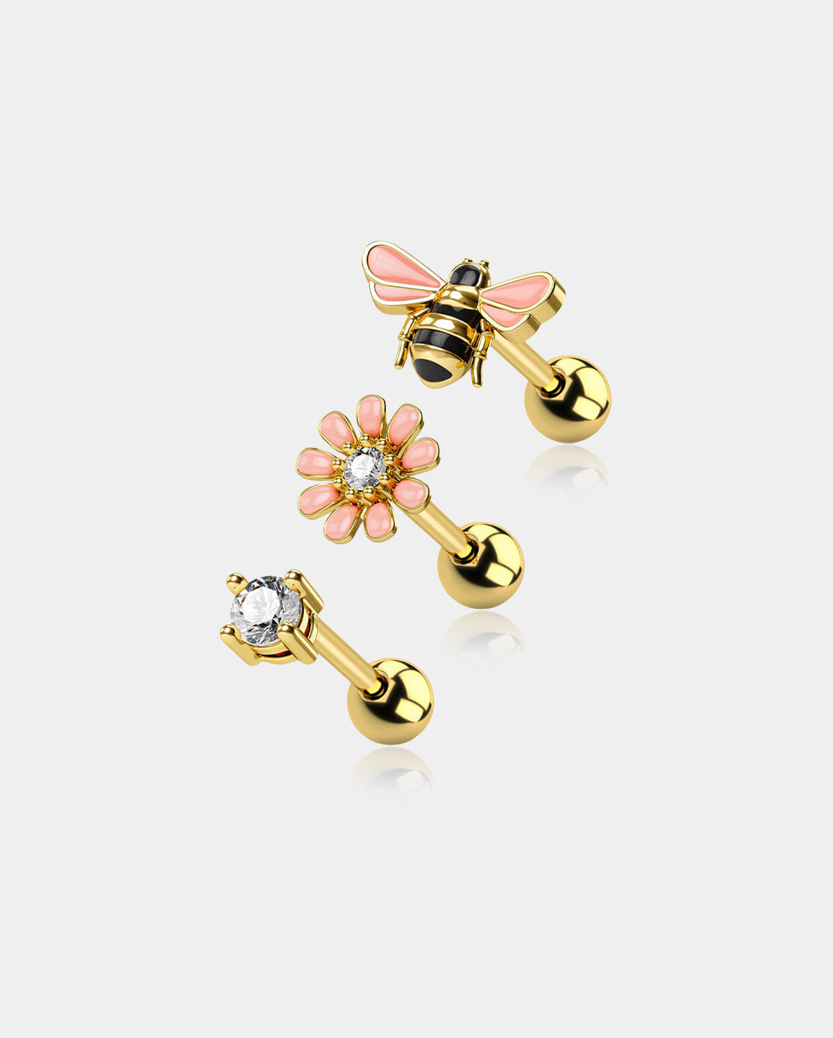 oufer bee and flower cartilage earring