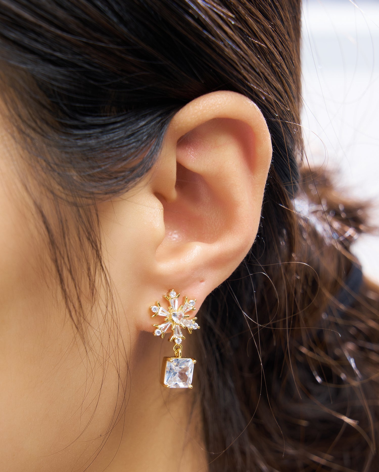 2PCS Snowflake CZ Drop Earring