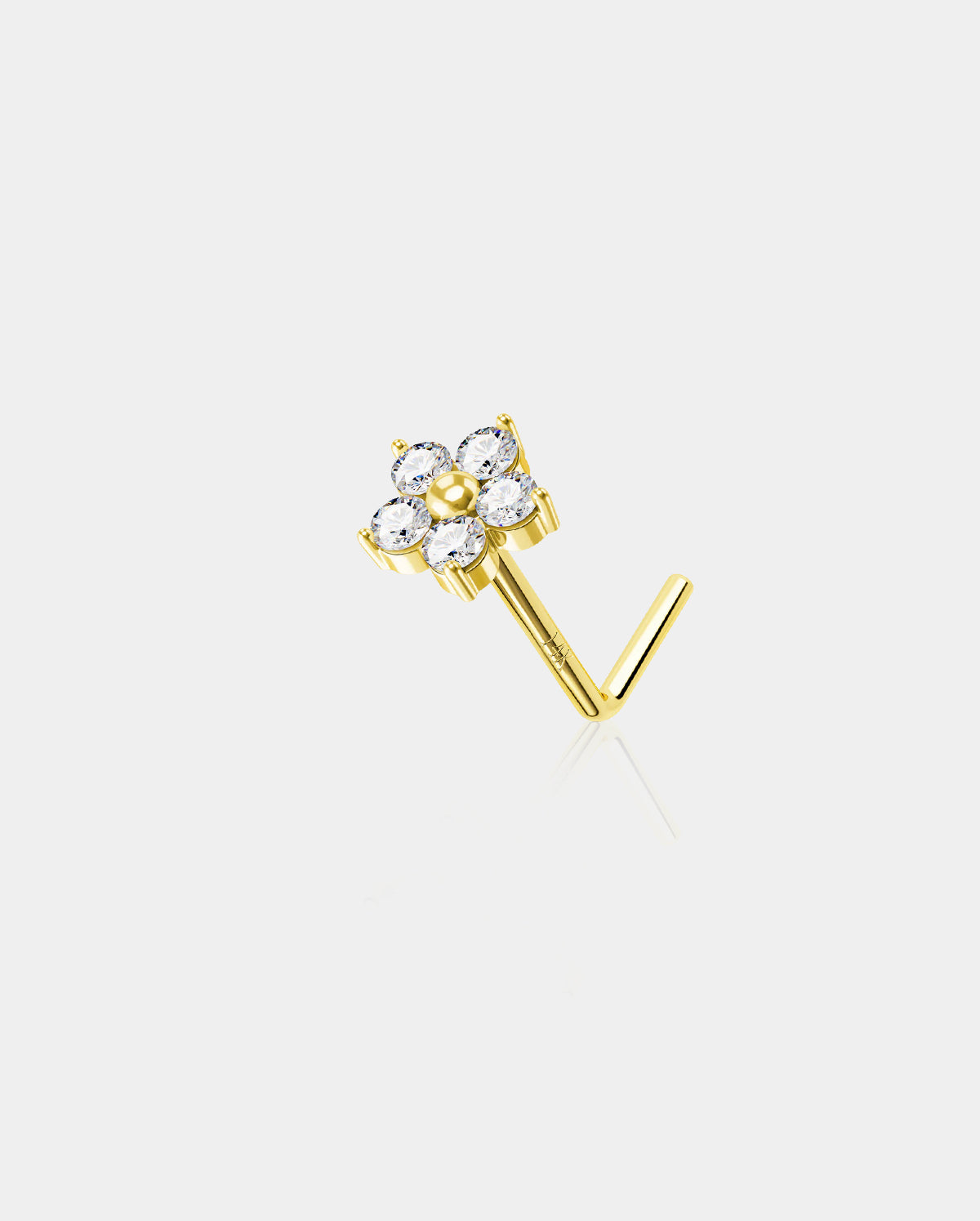 14k gold flower nose stud