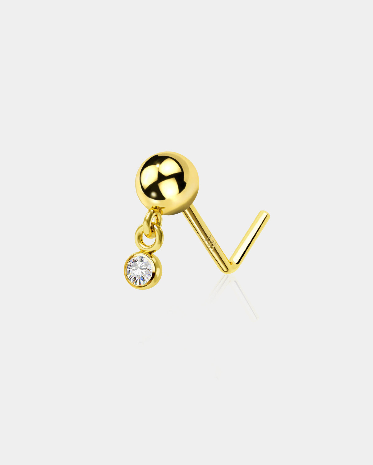 14k gold dangle nose stud