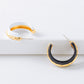 Oufer White Black Enamel w/Brass Open Hoop Earring