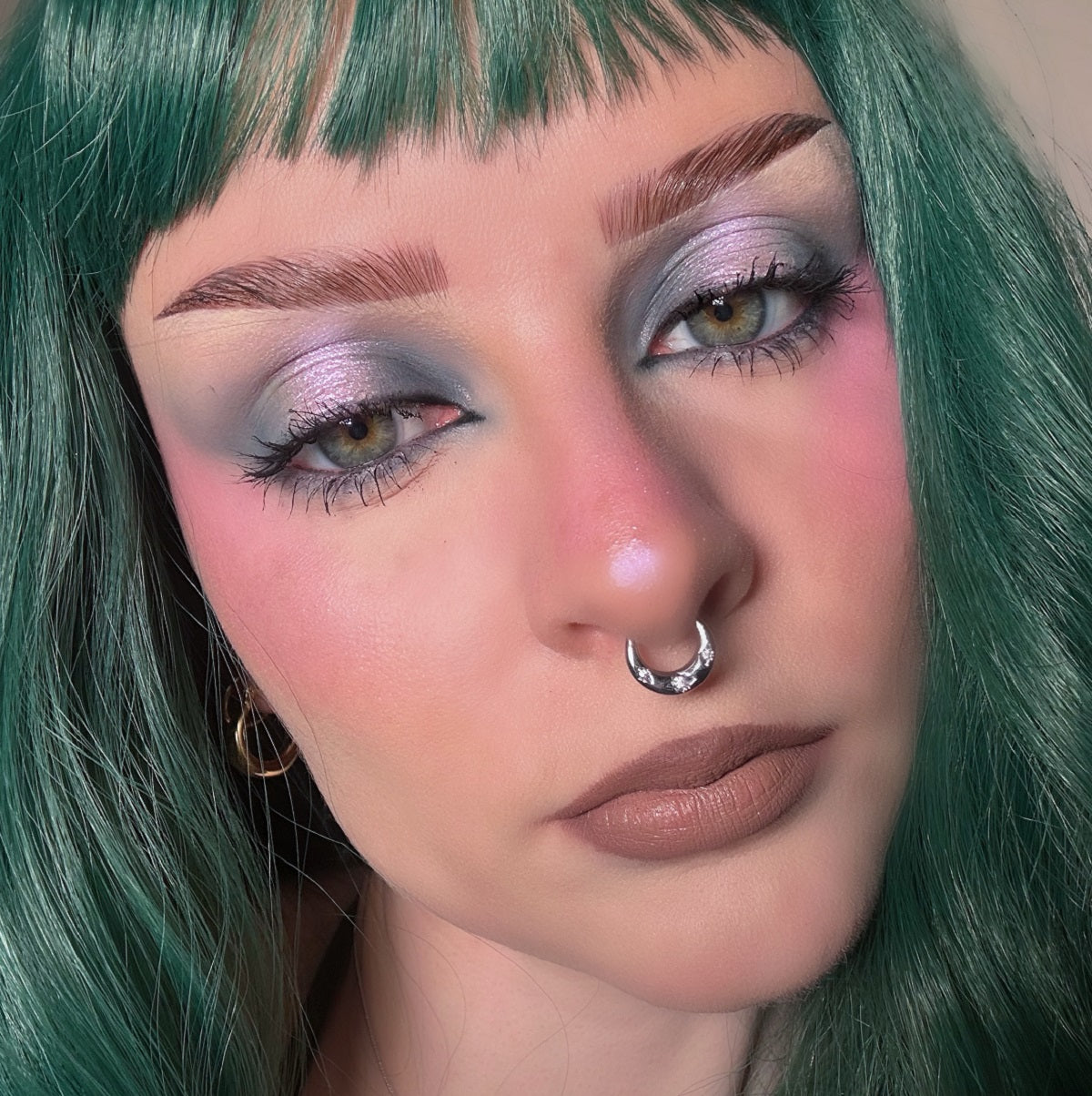 Engraved Three CZ Septum Ring