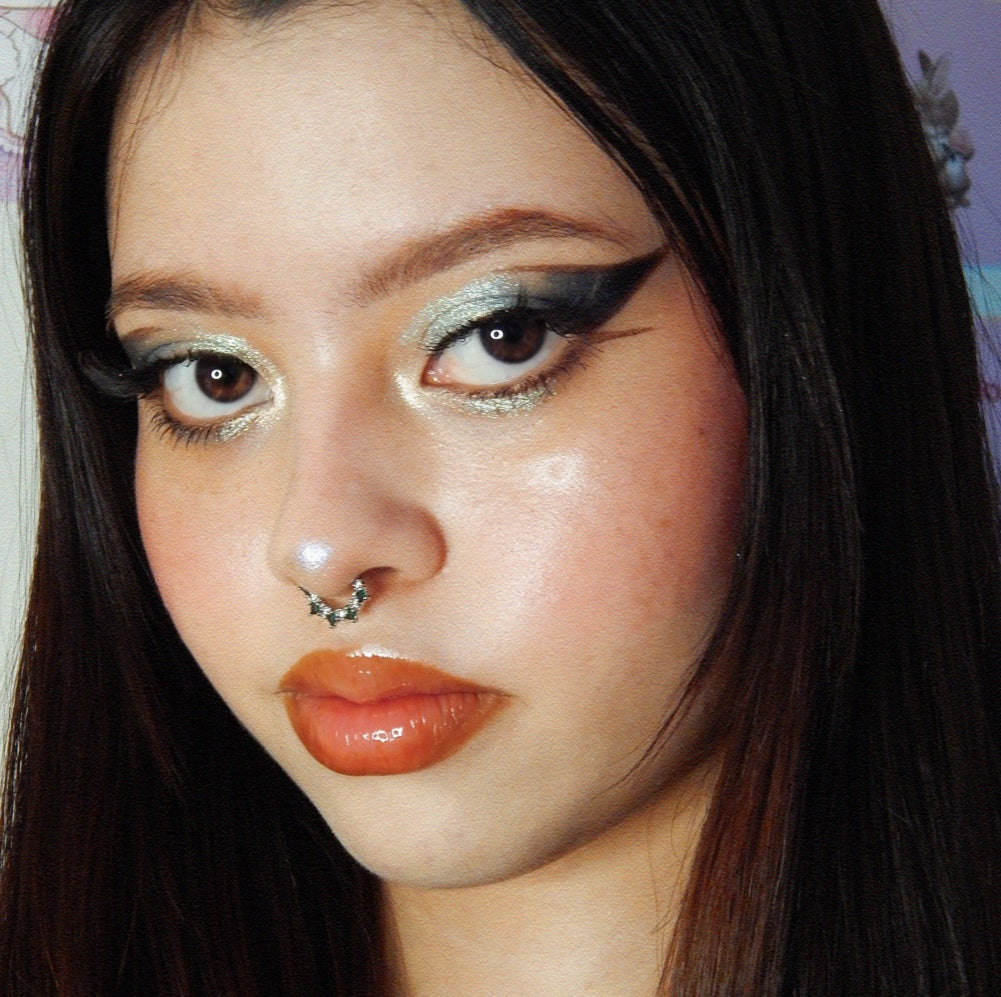 Green Gem & Clear CZ Cluster Clicker Septum Ring