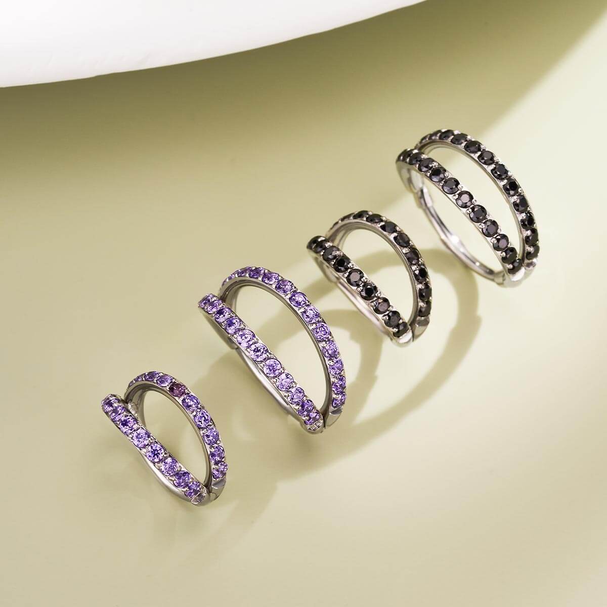 20G CZ Double Hoop Segment Nose Ring