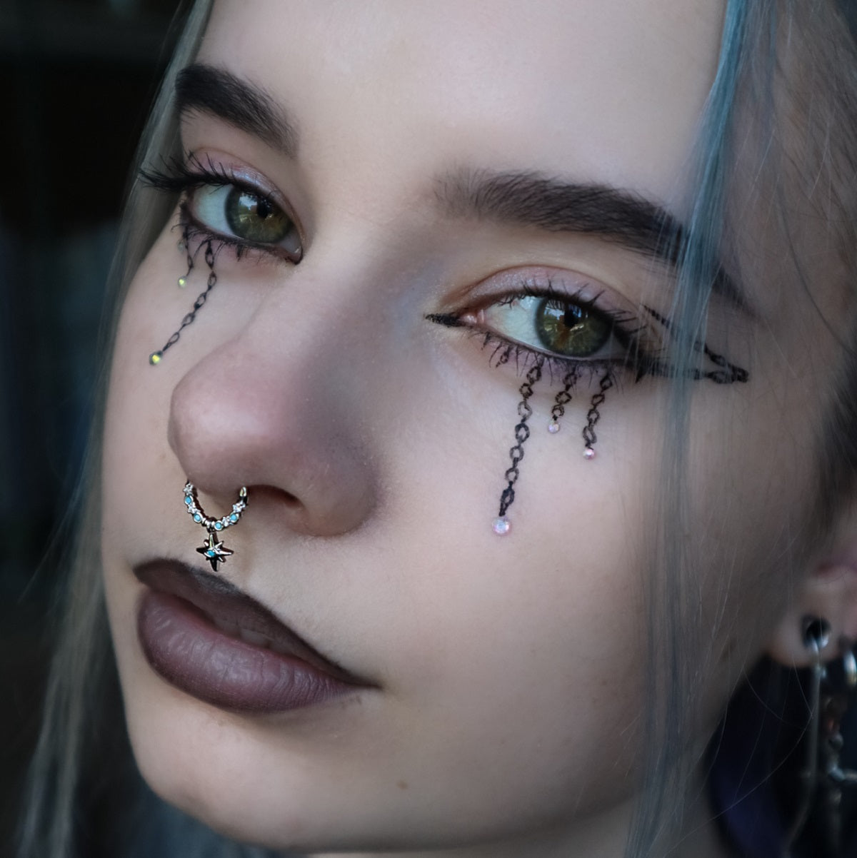 Hexagram Turquoise Daith Septum Ring
