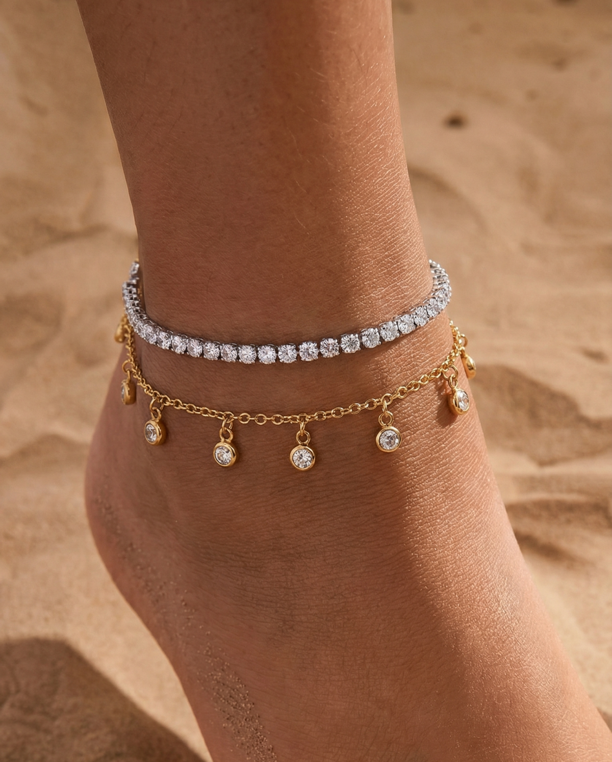 summer  layered anklet set 