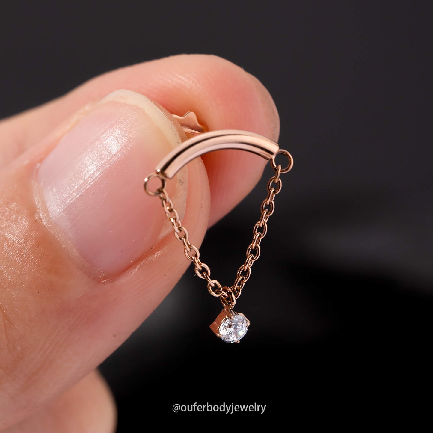 rose gold chain dangle helix stud 