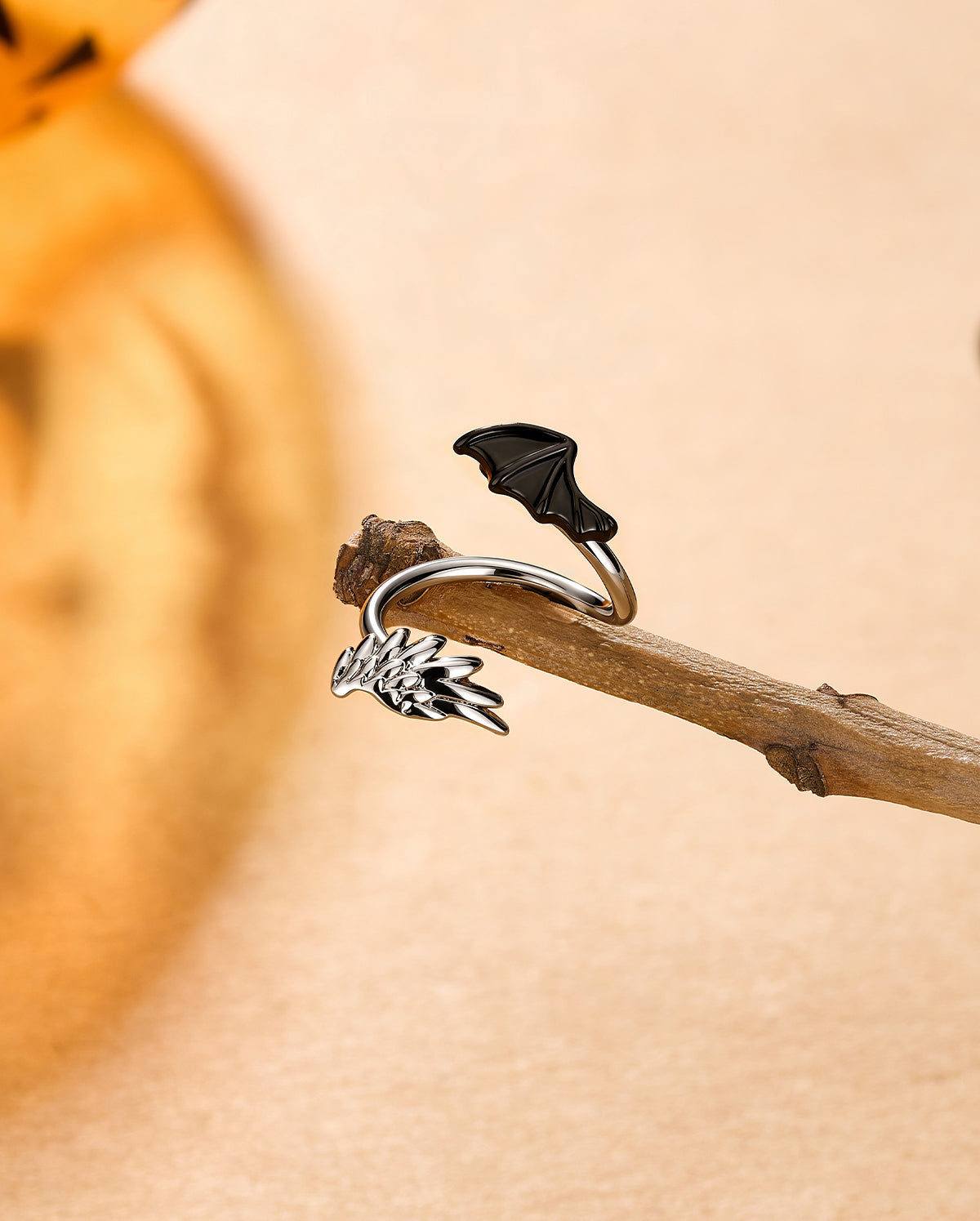 Devil & Angel Wing S-Shaped Helix Earring