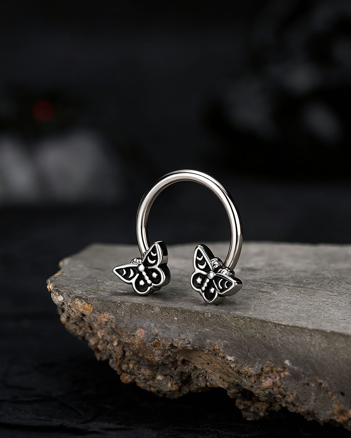 Moon Moth Horseshoe Septum Ring