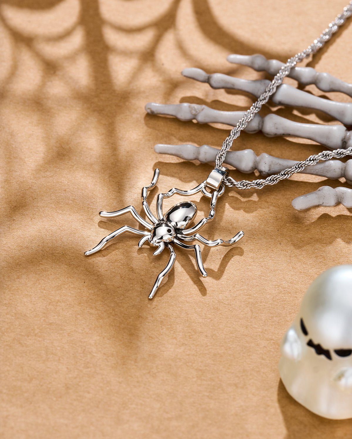 Sculptural Spider Pendant Necklace