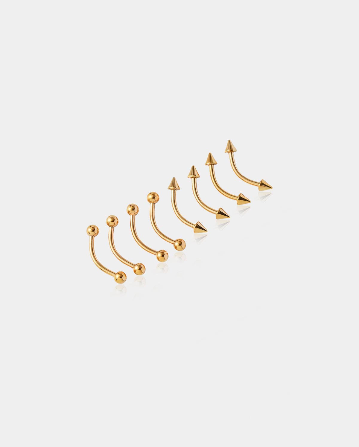 8PCS Balls Spikes Eyebrow Ring Rook Set