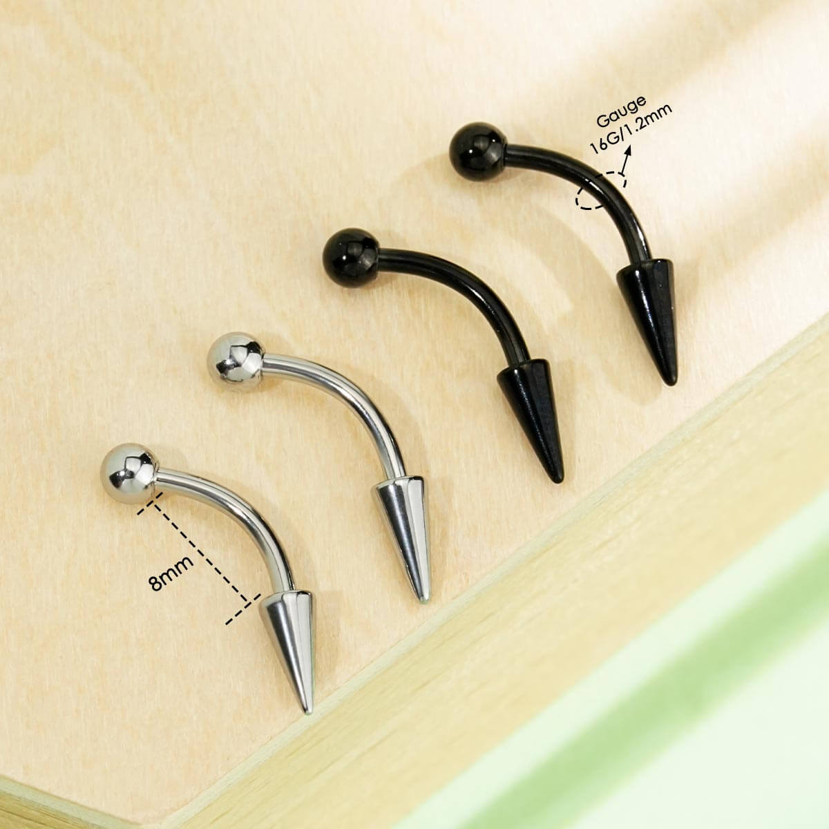 8mm spike eyebrow piercing ring