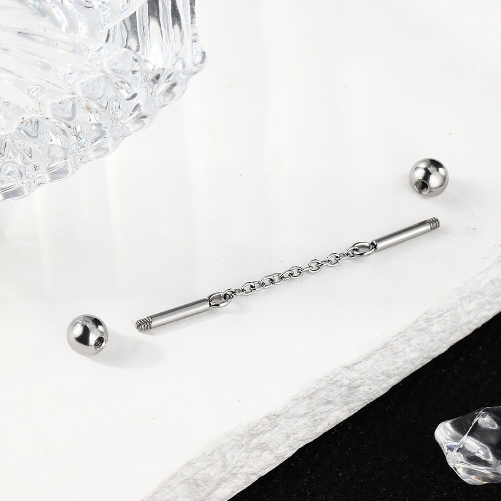 14G 316L Stainless Steel Simple Chain Industrial Barbell