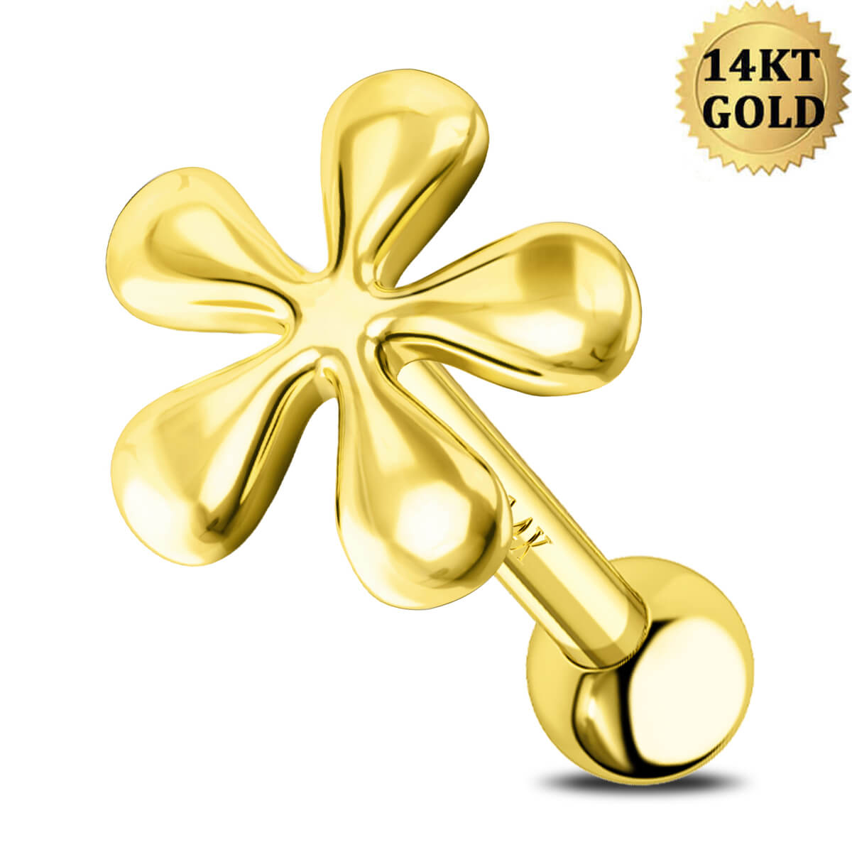 14k gold flower cartilage stud