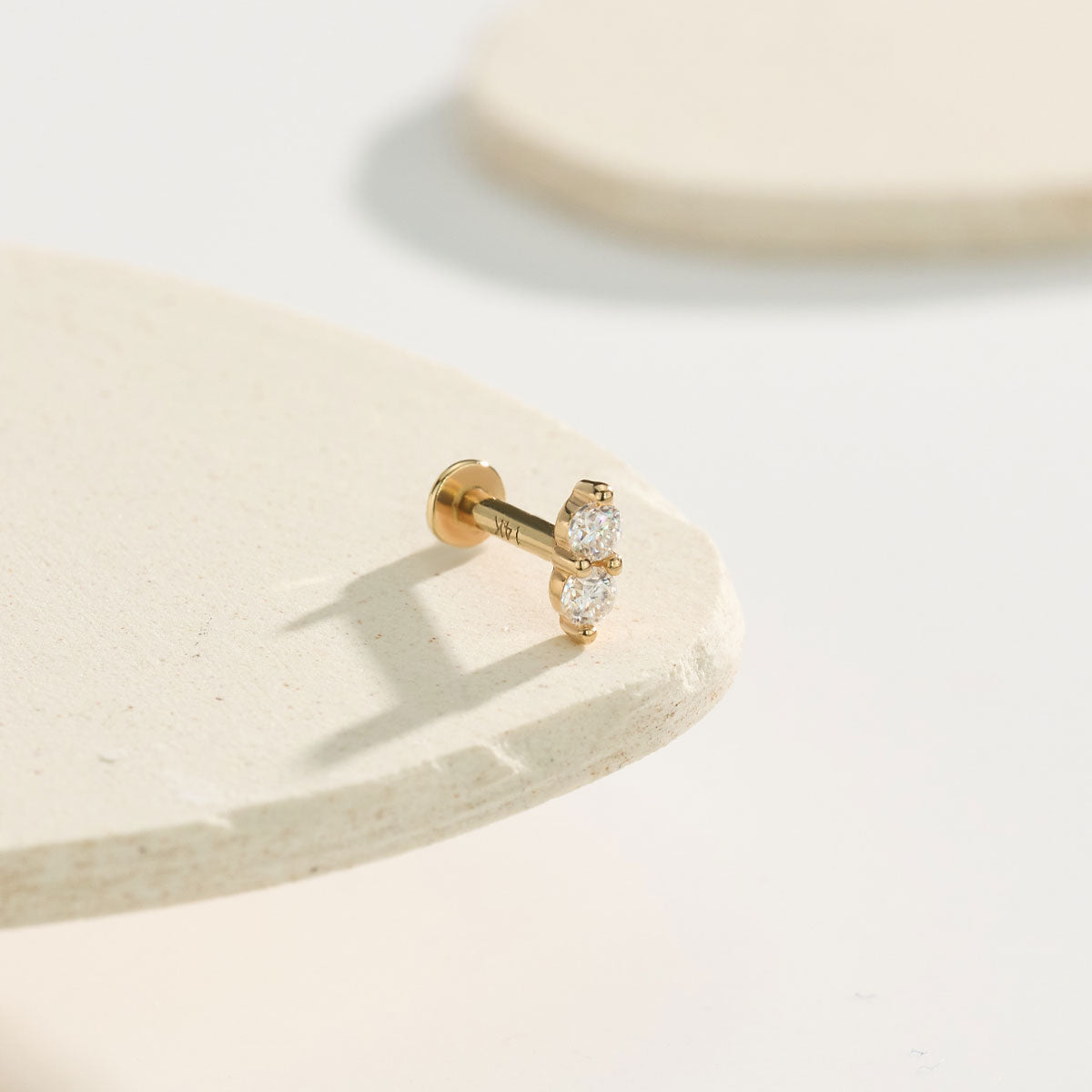 14K Solid Gold Moissanite Cartilage Stud