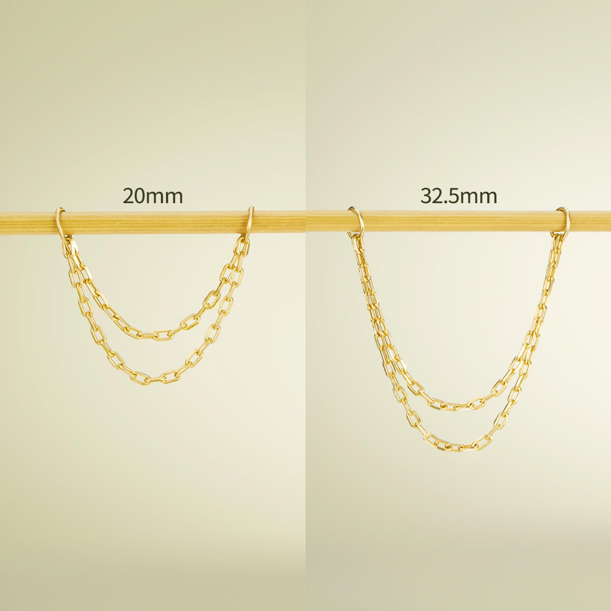 14K Gold Double Chain Cartilage Earring