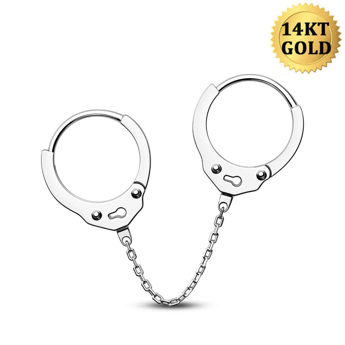 14K White Gold 20G Handcuffs Cartilage Earring Jewelry