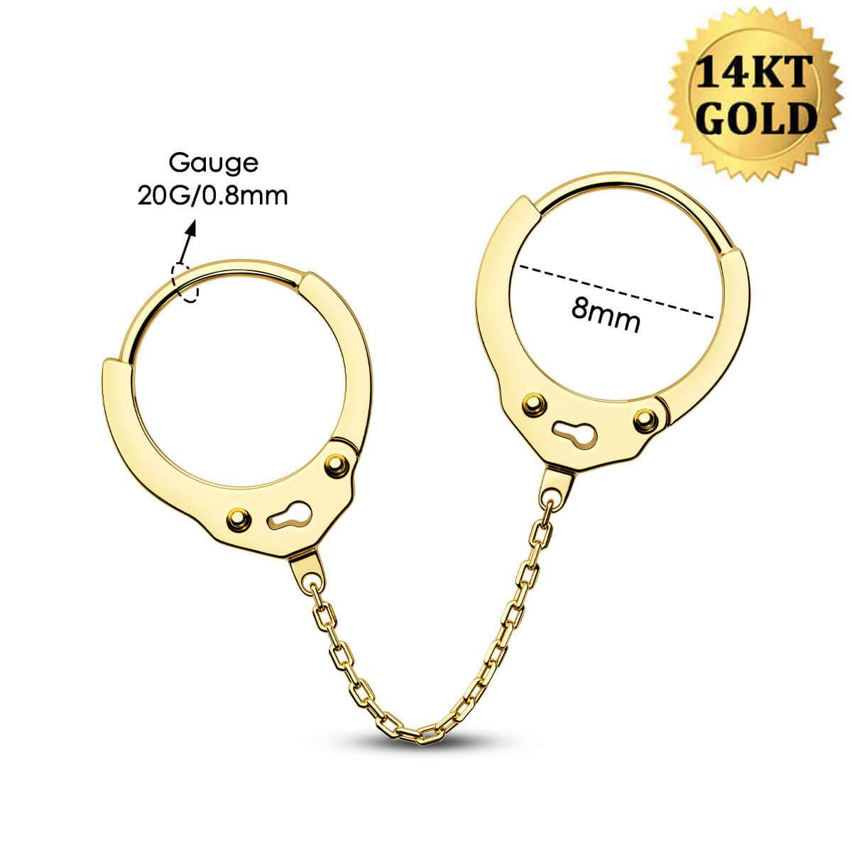 8mm 14k gold Handcuffs cartilage jewelry